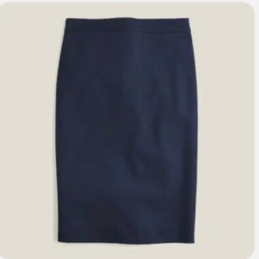NWOT J. CREW No.2 Pencil Skirt Bi-Stretch Cotton Lined, Navy, 6T